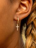 IBB 9ct Yellow Gold Cubic Zirconia Cross Drop Earrings, Gold