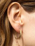 IBB 9ct Gold Quilted Large Hoop Earrings, Gold