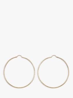 IBB 9ct Gold Textured Slim Hoop Earrings, Gold, Gold