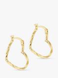 IBB 9ct Gold Textured Heart Hoop Earrings, Gold