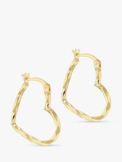 IBB 9ct Gold Textured Heart Hoop Earrings, Gold, Gold