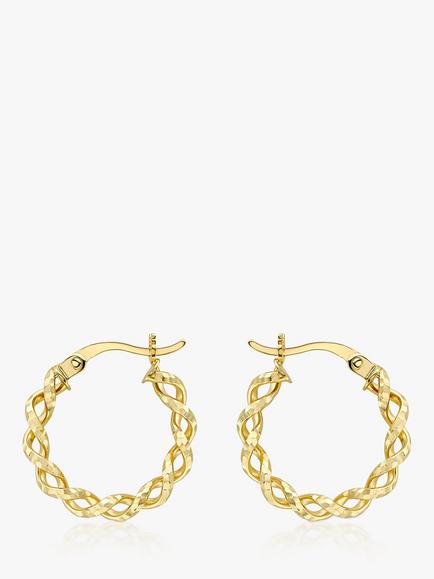 IBB 9ct Gold Creole Twist Hoop Earrings, Gold, Gold