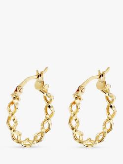 IBB 9ct Gold Creole Twist Hoop Earrings, Gold - view 2, Gold