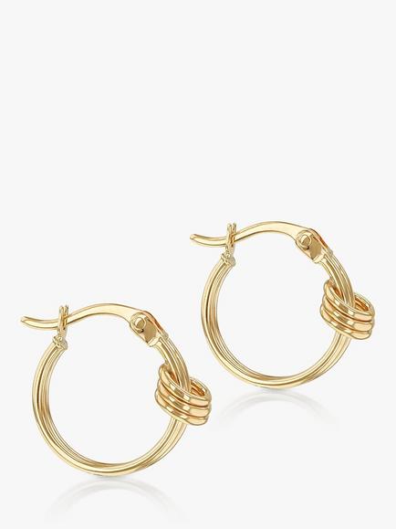 IBB 9ct Gold Double Love Knot Hoop Earrings, Gold, Gold