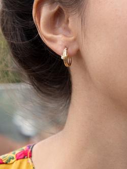 IBB 9ct Gold Double Love Knot Hoop Earrings, Gold - view 2, Gold