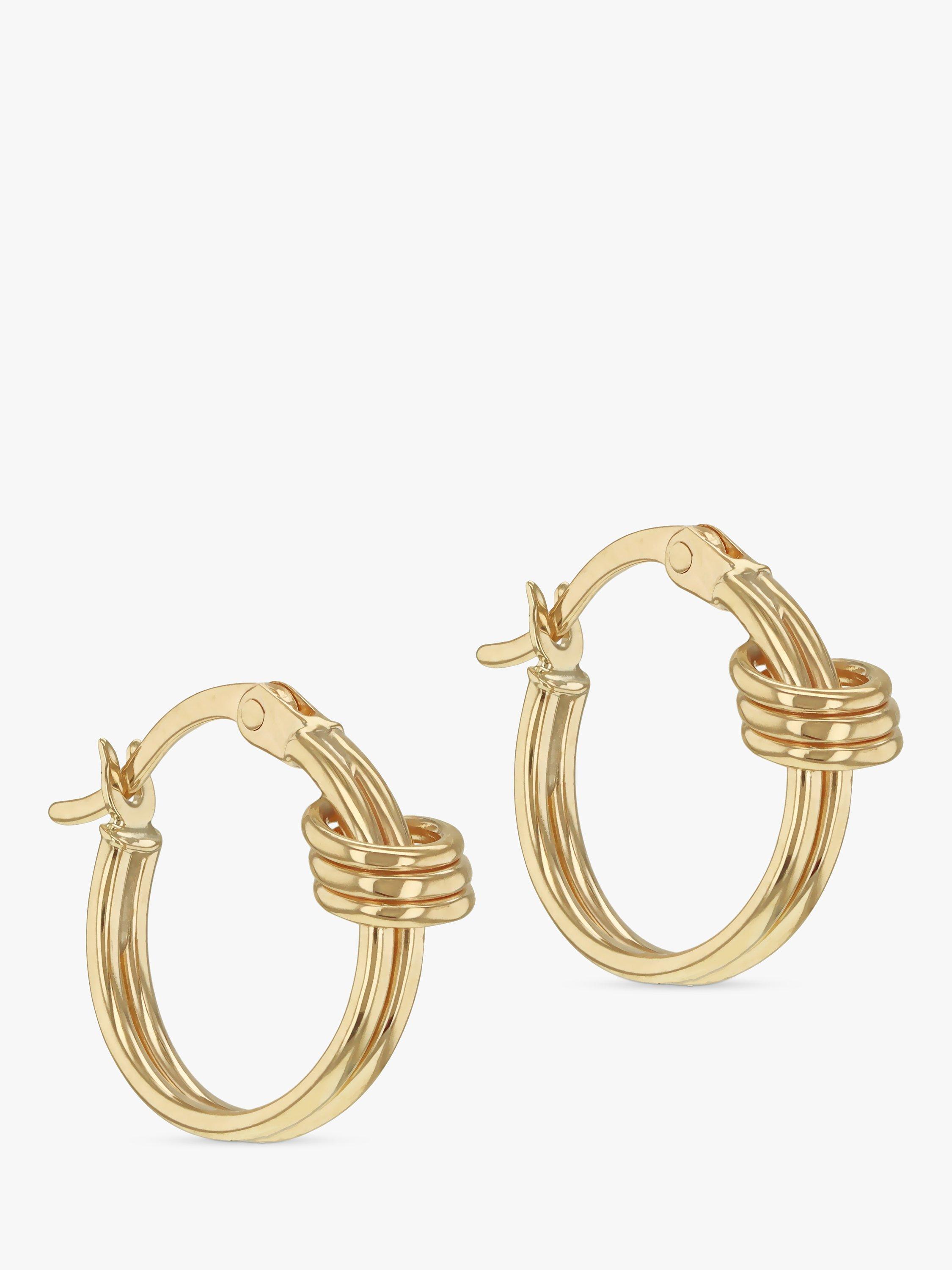 Product image 4 of 4, which shows IBB 9ct Gold Double Love Knot Hoop Earrings, Gold