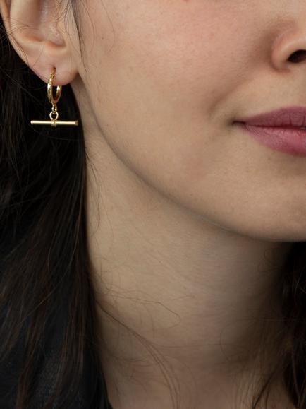 IBB 9ct Gold Creole T-Bar Hoop Earrings, Gold - view 2, Gold