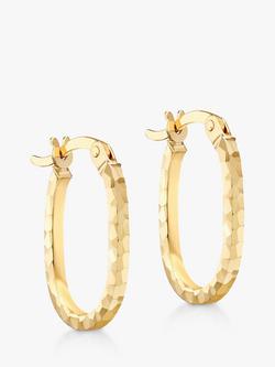 IBB 9ct Small Faceted Oval Hoop Earrings, Gold, Gold