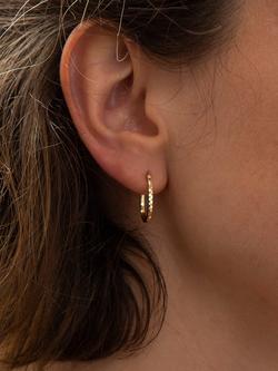 IBB 9ct Small Faceted Oval Hoop Earrings, Gold - view 2, Gold