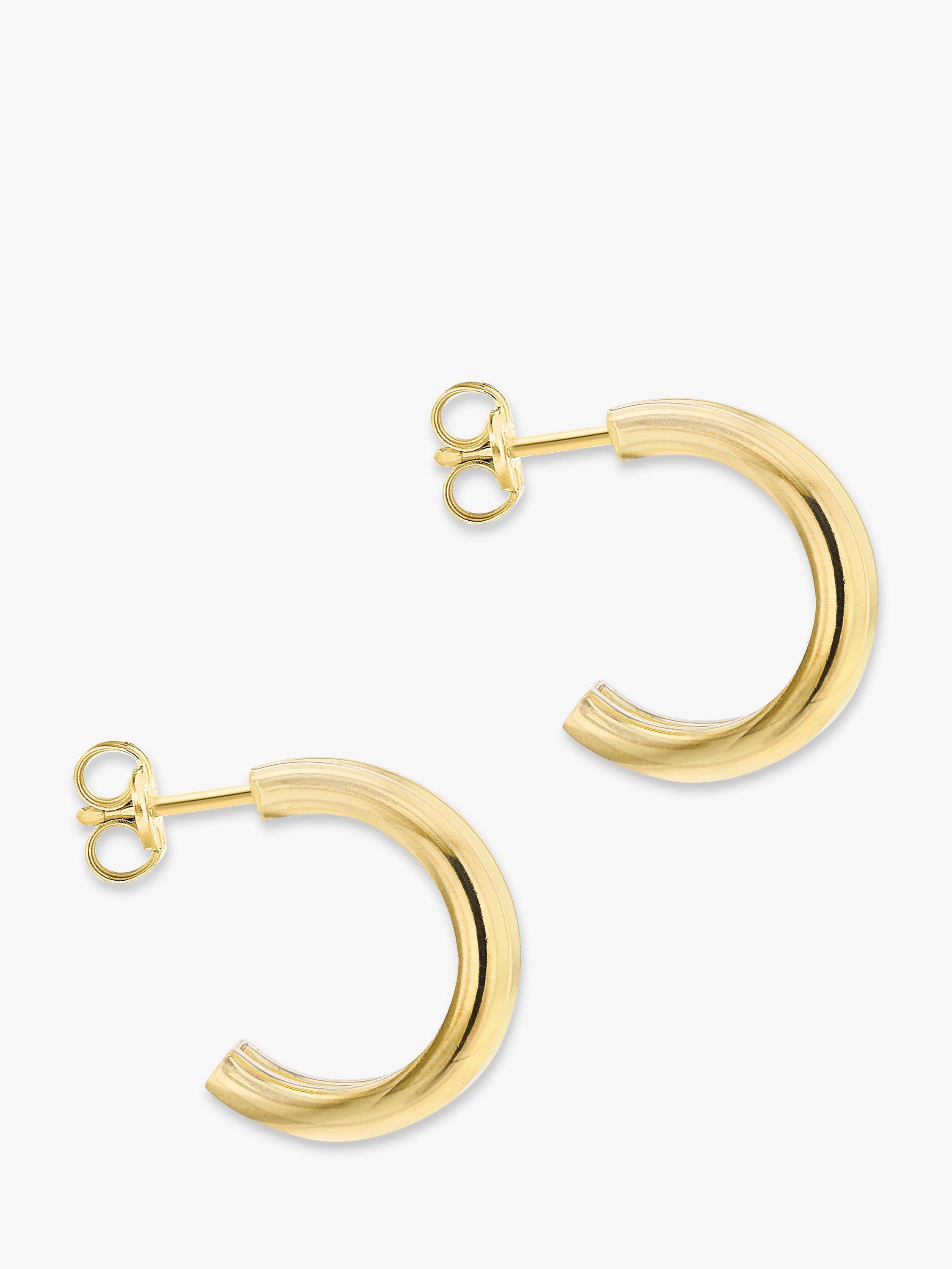 Product image 4 of 4, which shows IBB 9ct Gold Double Half Hoop Earrings, Gold