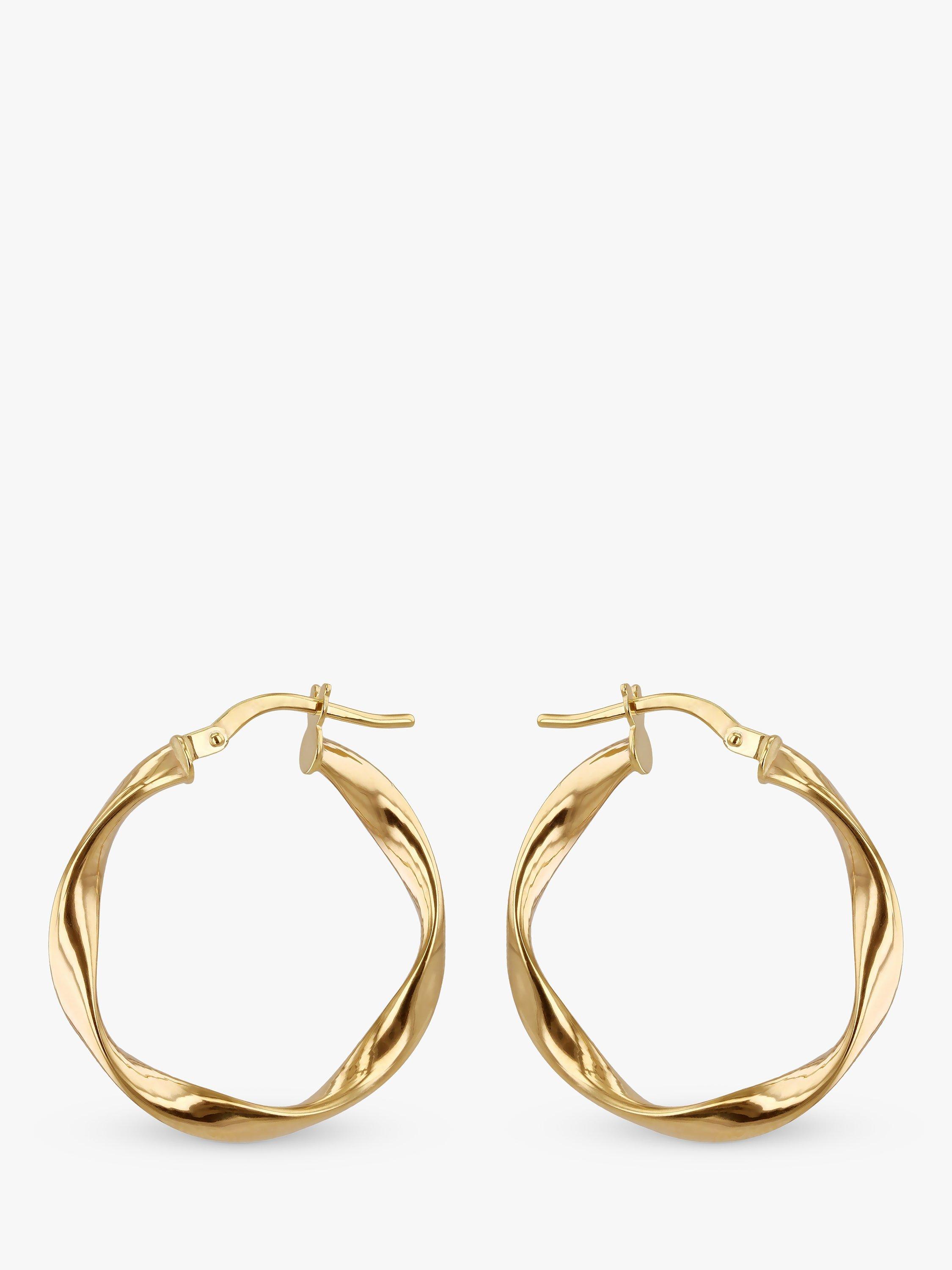 Product image 1 of 4, which shows IBB 9ct Gold Twist Hoop Earrings, Gold