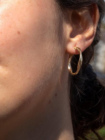 IBB 9ct Gold Twist Hoop Earrings, Gold - view 2, Gold