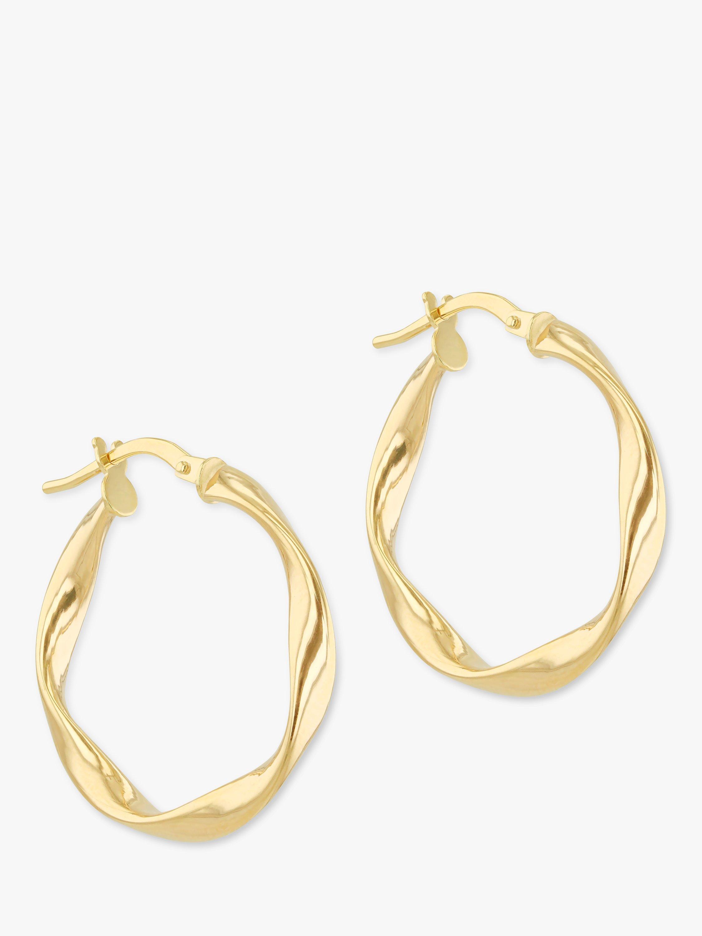 Product image 4 of 4, which shows IBB 9ct Gold Twist Hoop Earrings, Gold