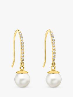 IBB 9ct Gold Pearl Drop Earrings, Gold, Gold