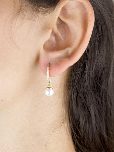 IBB 9ct Gold Pearl Drop Earrings, Gold - view 2, Gold