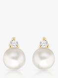 IBB 9ct Gold Pearl & Cubic Zirconia Stud Earrings, Gold