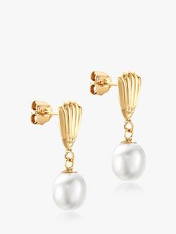 IBB 9ct Yellow Gold Freshwater Pearl Shell Drop Earrings, Gold, Gold
