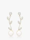 IBB 9ct Gold Cubic Zirconia and Freshwater Pearl Drop Earrings, Gold
