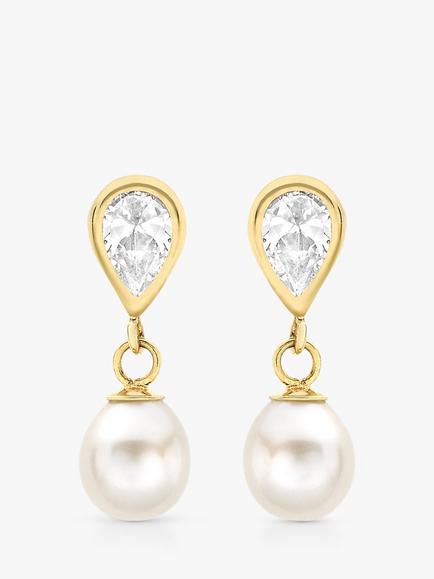 IBB 9ct Gold Teardrop Freshwater Pearl Earrings, Gold, Gold