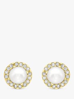 IBB 9ct Gold Pearl Disc Stud Earrings, Gold, Gold