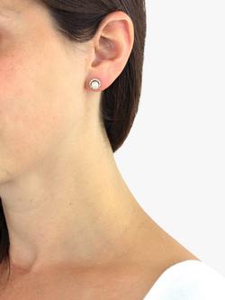 IBB 9ct Gold Pearl Disc Stud Earrings, Gold - view 2, Gold