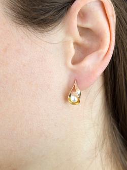 IBB 9ct Gold Pearl Teardrop Earrings, Gold - view 2, Gold