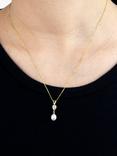 IBB 9ct Gold Pearl & Teardrop Cubic Zirconia Pendant Necklace, Gold