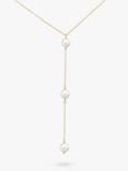 IBB 9ct Yellow Gold Triple Freshwater Pearl Lariat Necklace, Gold