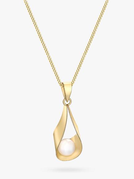 IBB 9ct Gold Freshwater Pearl Sling Pendant Necklace, Gold, Gold