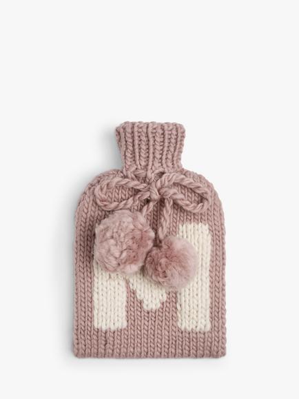 Wool Couture Monogram Hot Water Bottle Cover Knitting Kit, Mink