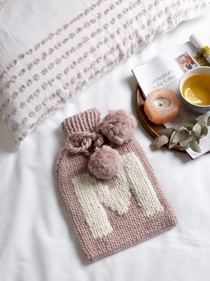 Wool Couture Monogram Hot Water Bottle Cover Knitting Kit - view 2, Mink