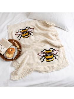 Wool Couture Bee Blanket Knitting Kit - view 2, Cream
