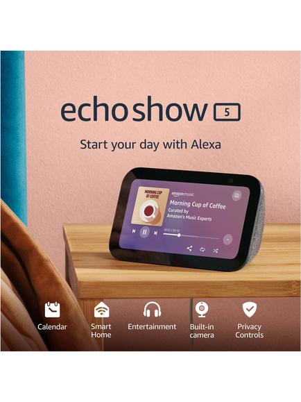 Amazon Echo Show 5 (3rd Gen) Smart Speaker with 5.5" Screen & Alexa+ Early Access Voice Recognition & Control - view 2, Charcoal