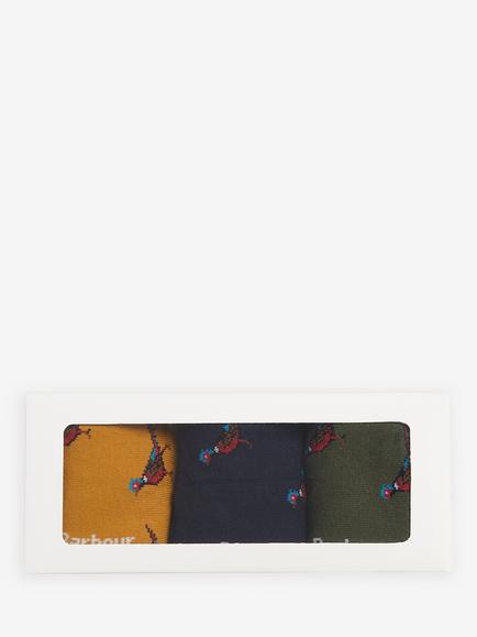 Barbour Pheasant Socks Gift Set, Pack of 3, Multi - view 2, Multi