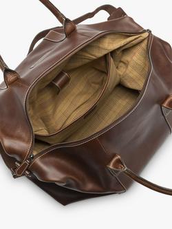 Loake Balmoral Vegetable Tanned Leather Weekend Bag, Brown - view 2, Brown