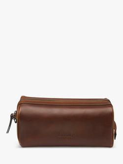 Loake Thames Vegetable Tanned Leather Wash Bag, Brown
