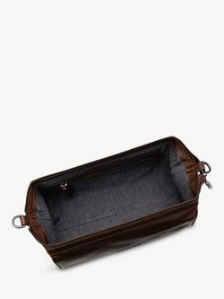 Loake Thames Vegetable Tanned Leather Wash Bag - view 2, Brown