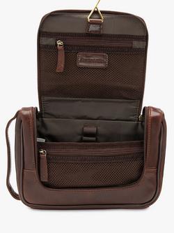 Loake Severn Leather Hanging Wash Bag, Brown, Brown
