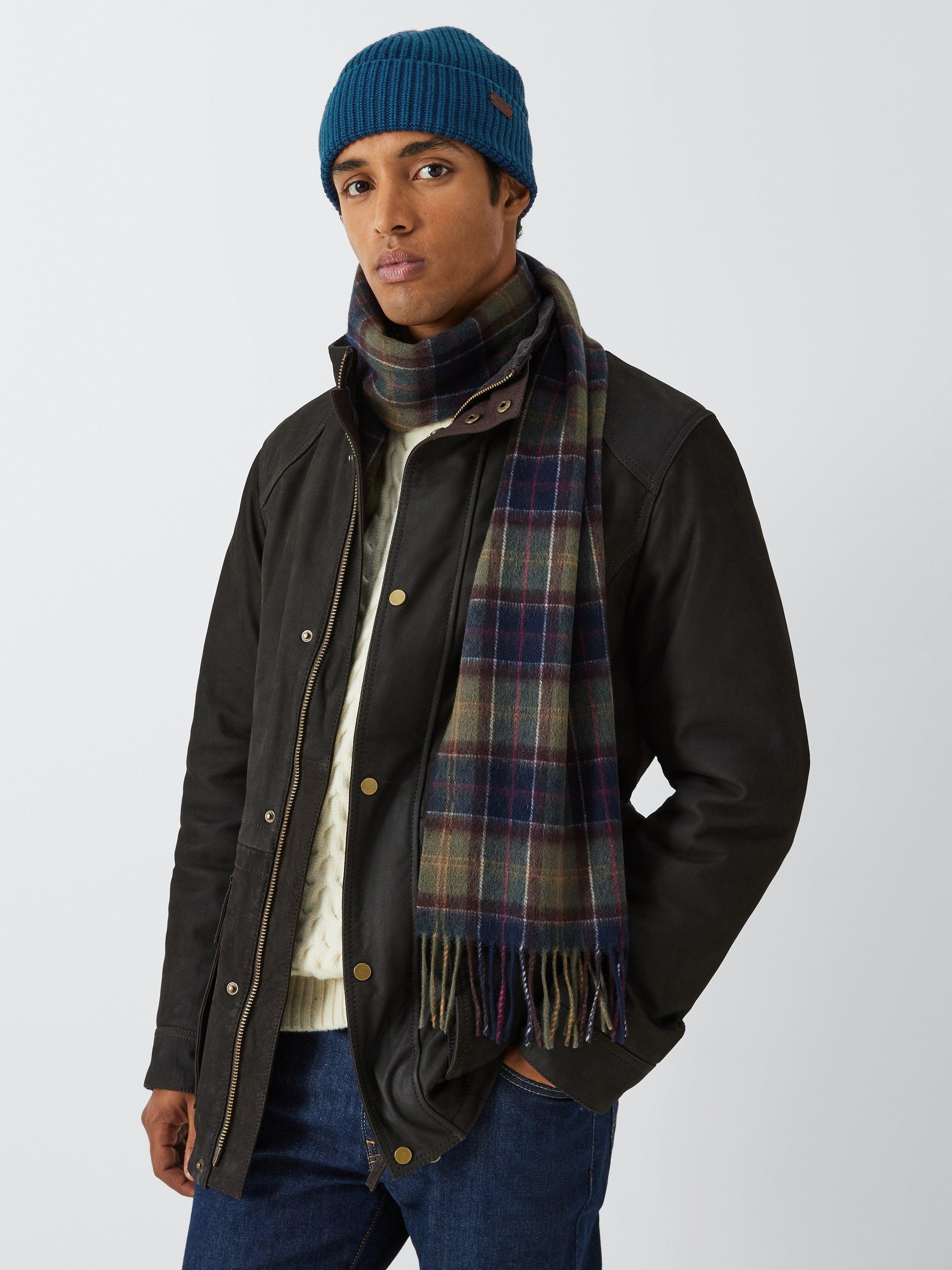 Barbour Arc Wool Blend Beanie Hat and Tartan Wool Scarf Set, Multi