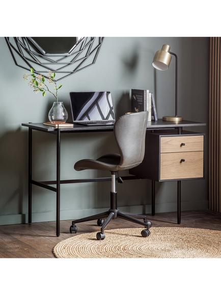 Gallery Direct Aspen 2 Drawer Desk, Black/Natural, Black