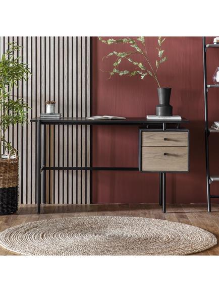Gallery Direct Aspen 2 Drawer Desk, Black/Natural - view 2, Black