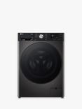 LG F4Y711BBTA1 Freestanding Washing Machine, 11kg Load, 1400rpm Spin, Platinum Black, Platinum Black