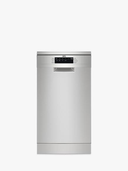AEG 7000 FFB73527ZM Freestanding Slimline Dishwasher, Stainless Steel, Stainless Steel