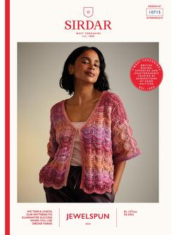 Sirdar Jewelspun Hot House Flowers Cardigan Knitting Pattern, 10715, Pattern