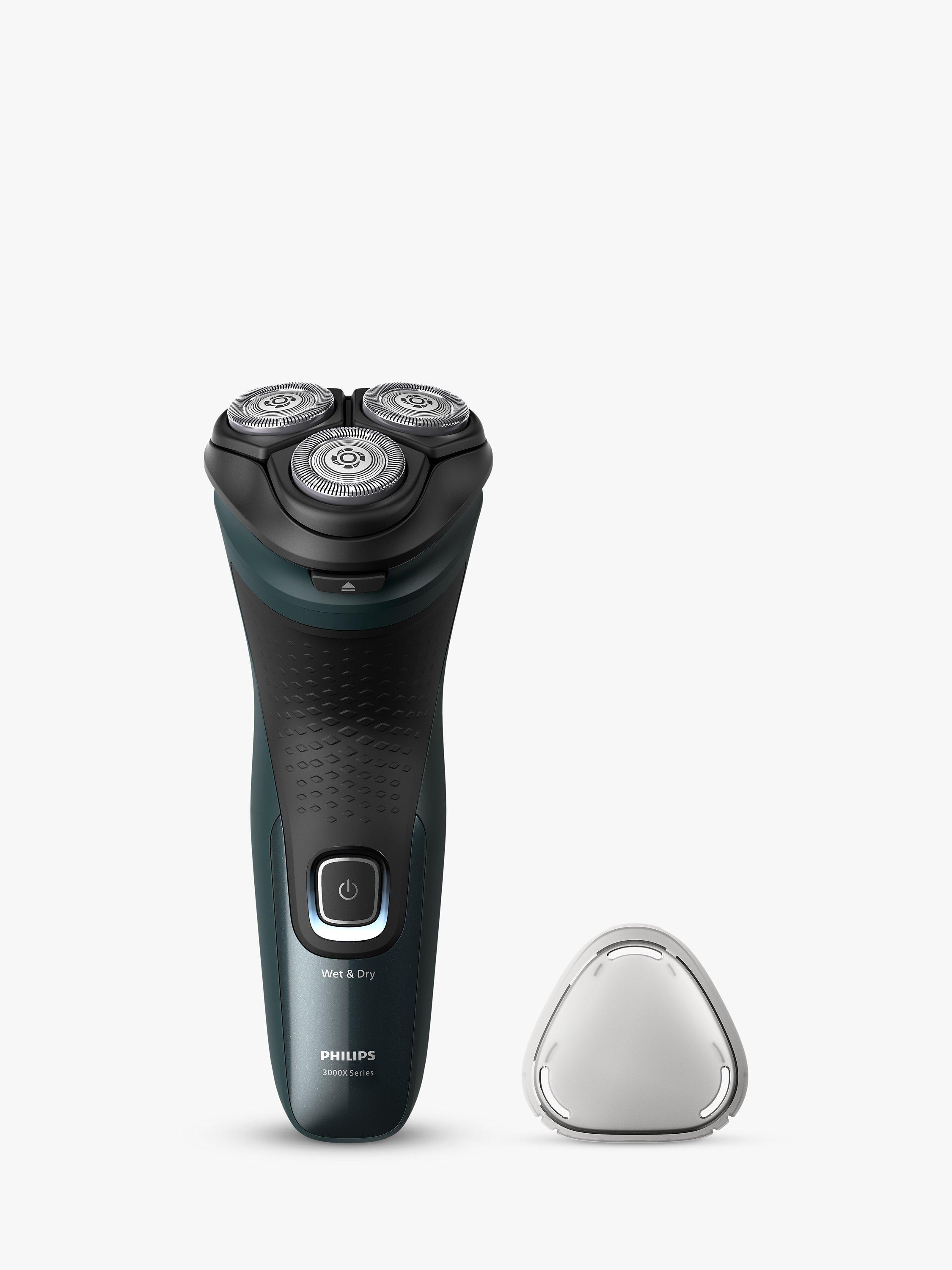 Product image 1 of 12, which shows Philips Series 3000X X3052/00 Wet & Dry Electric Shaver with 27 PowerCut Blades, 4D Flex Heads & Pop-up Trimmer, Dark Green Forest