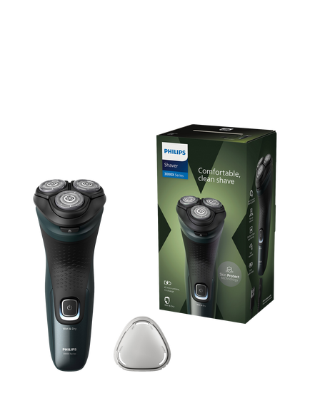 Philips Series 3000X X3052/00 Wet & Dry Electric Shaver with 27 PowerCut Blades, 4D Flex Heads & Pop-up Trimmer, Dark Green Forest, Dark Green Forest