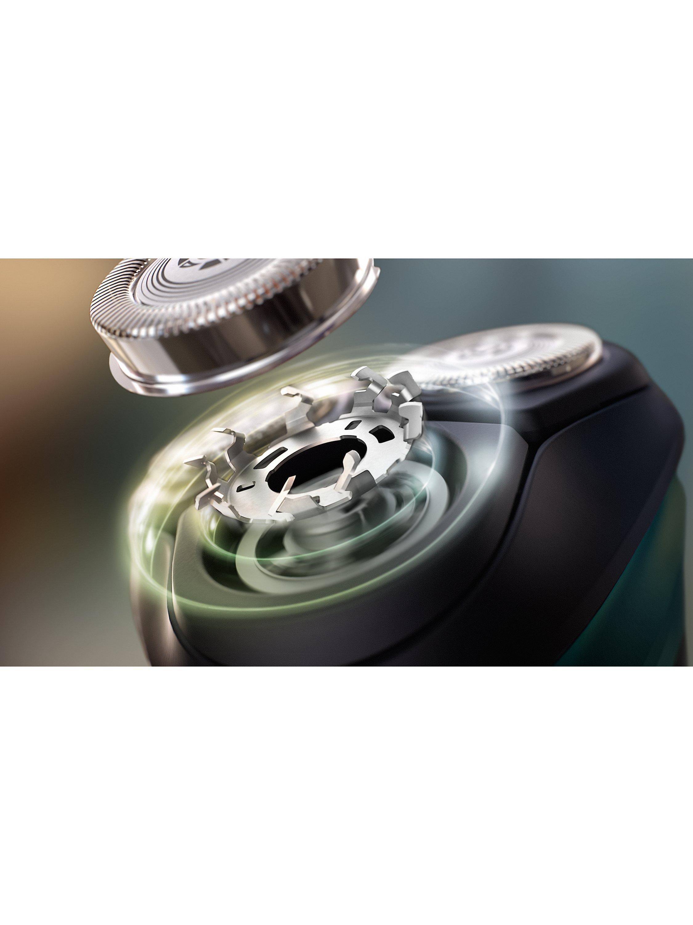 Product image 4 of 12, which shows Philips Series 3000X X3052/00 Wet & Dry Electric Shaver with 27 PowerCut Blades, 4D Flex Heads & Pop-up Trimmer, Dark Green Forest