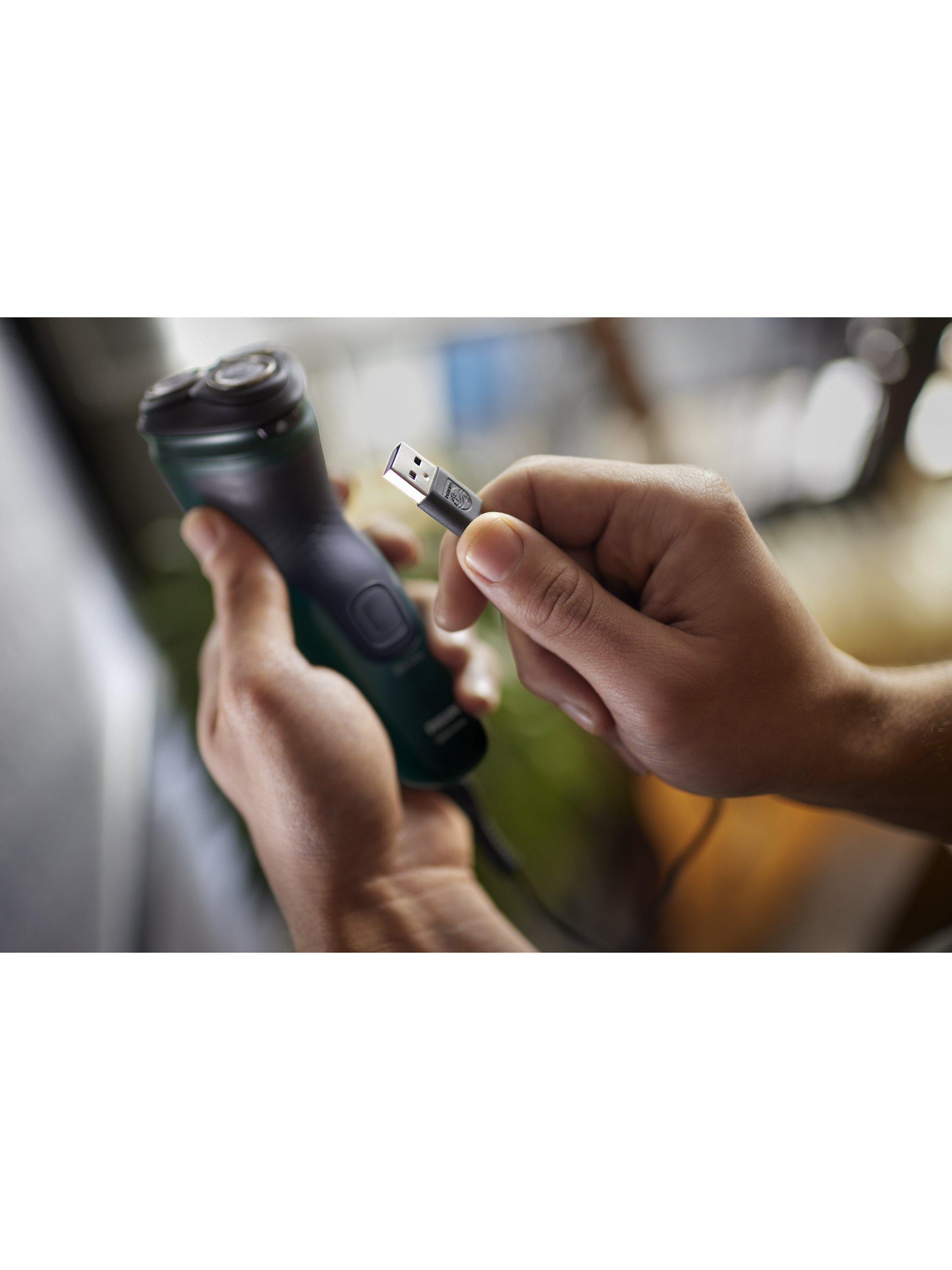 Product image 11 of 12, which shows Philips Series 3000X X3052/00 Wet & Dry Electric Shaver with 27 PowerCut Blades, 4D Flex Heads & Pop-up Trimmer, Dark Green Forest