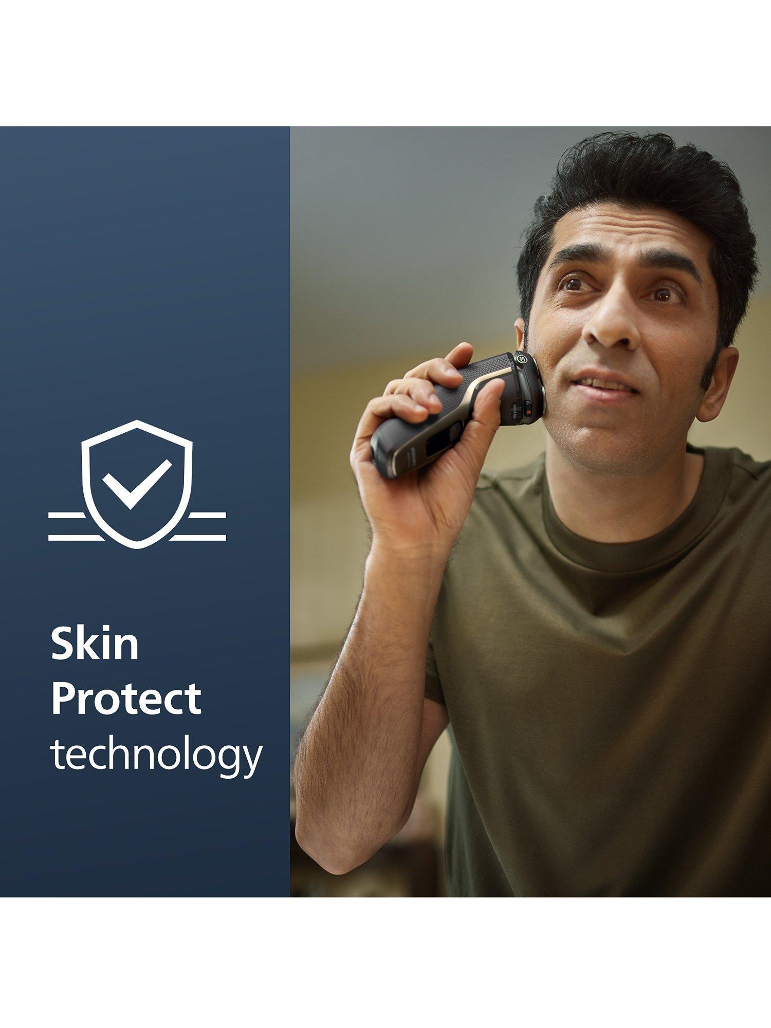 Product image 8 of 12, which shows Philips Series 3000 S3242/12 Wet & Dry Electric Shaver with 5D Flex & Pivot Heads, Travel Pouch & Pop-up Trimmer, Ash Gold