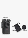 Canon PowerShot V10 Vlogging Camera, 4K Ultra HD, 15MP, Wi-Fi, Bluetooth, 2" Tiltable Touch Screen, Black, Vlogging Kit with Mini Windshields, Soft Case & Lens Cap